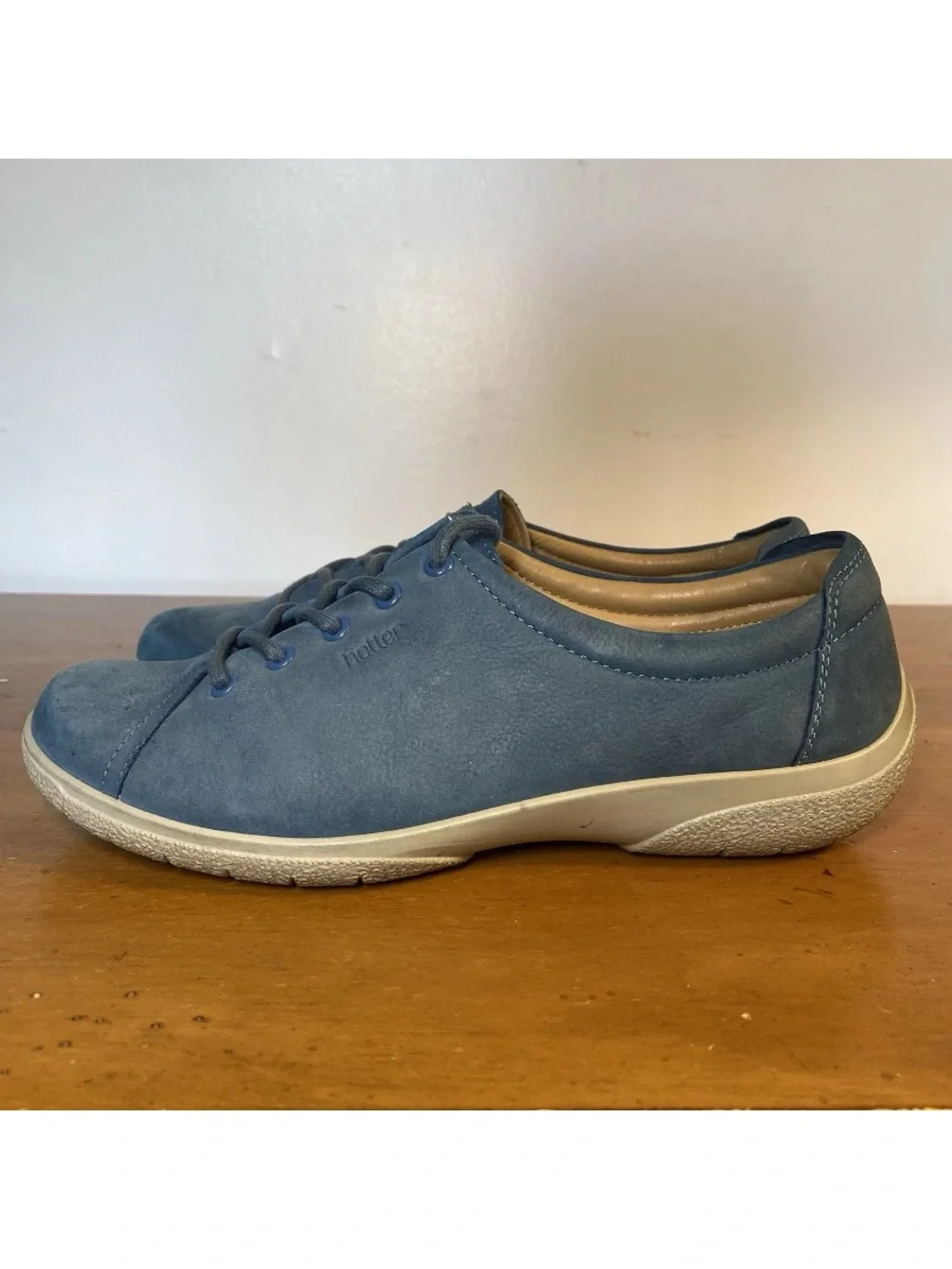 Hotter Women’s 7 US, 5 UK Dew Blue Leather Comfort Padded Walking Shoes Sneakers